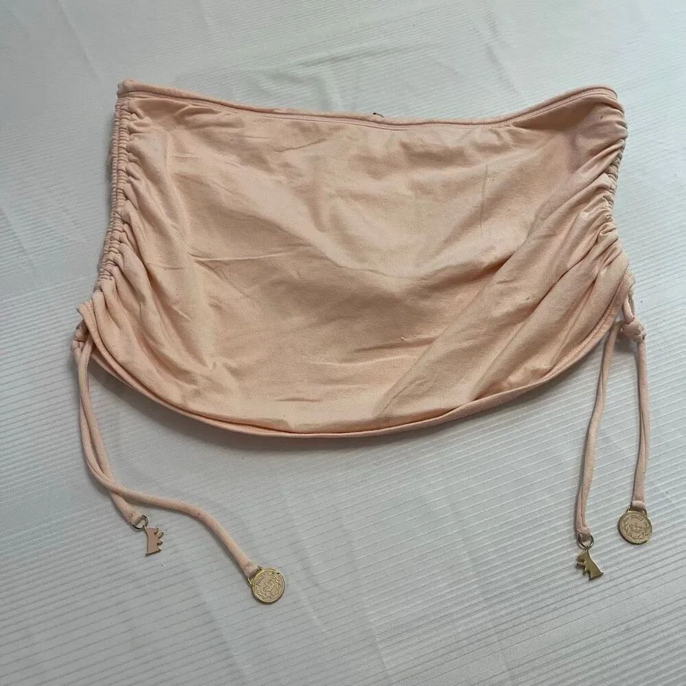 Juicy Couture VTG Y2k Pink Ruched Swim Skirt Bottom Size XL